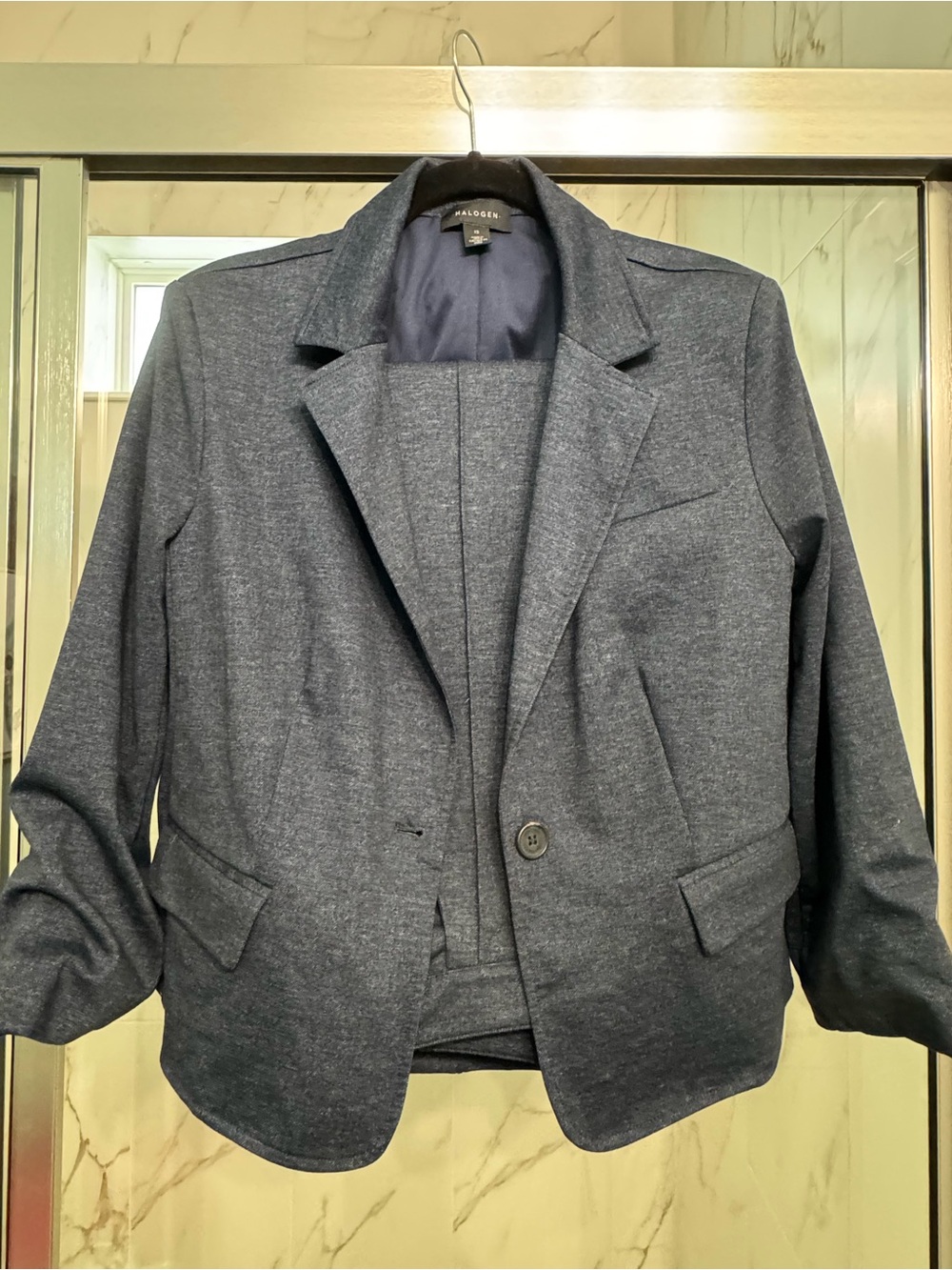 Halogen Women's Navy Blazer - Classic Tailored Jacket & cropped pants